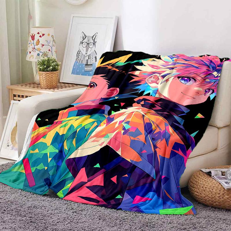 HXH Hunter X Hunter GON FREECSS Killua Zoldyck Cartoon Anime Flannel Blanket,Soft Throw Blanket for Home Bedroom Bed Sofa Gift