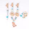 Animal Shape Chewable Baby Wooden Teether Set Organic Pacifier Clip Chain Cart Chain Bracelet Set for Children