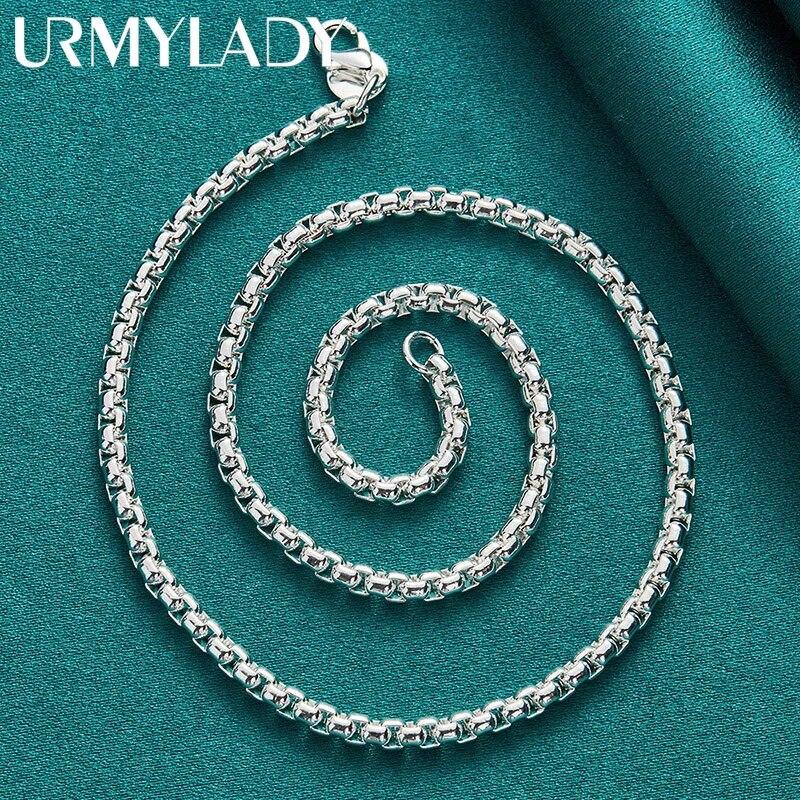 URMYLADY Fine 925 Sterling Silver Men 4mm Snake Bone Chain 18-24 Inch Necklace For Women Wedding Party Fashion Charm Jewelry