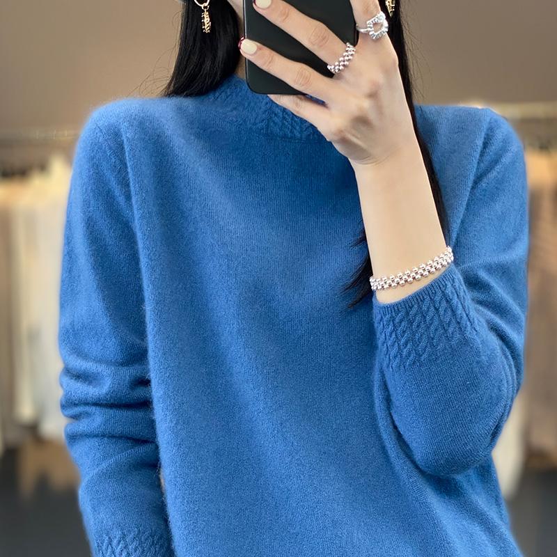 

Женский кашемировый свитер Qinghe кашемир 30% кашемир 70% шерсть осенне-зимний пуловер теплый и модный XL синий