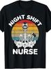 Funny Night Shift Nurse Skeleton Halloween RN Nurses Unisex TShirtRetro Casual Crew Neck Printed T-Shirt
