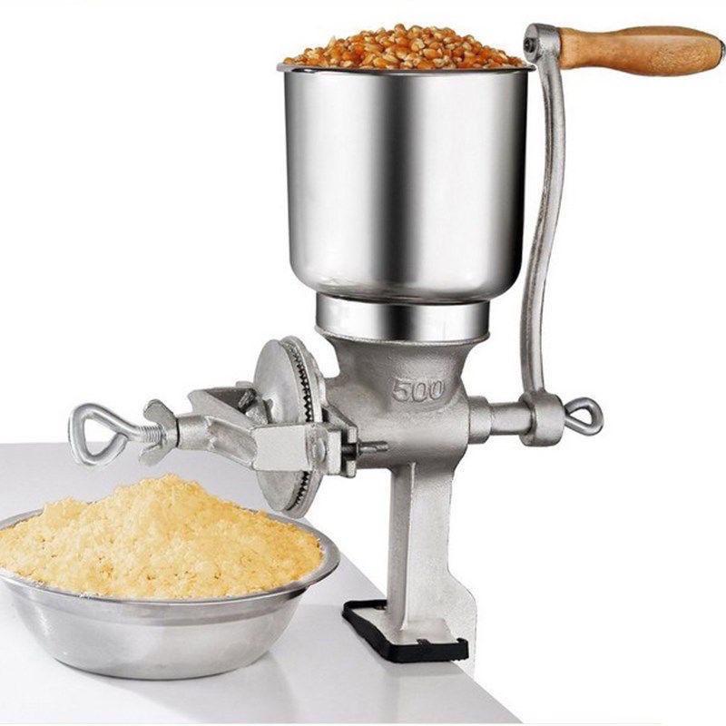 Manual Cast Iron Hand-Crank Grinder for Grains, Corn, Walnuts, & Medicinal Materials Standard 500# No Hopper Grinder