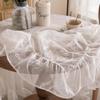 White Lace Square Tablecloth with Flowers, Chic Elegant Overlay Ruffles Table Cloth, French Vintage Embroidered Table Cover Table Protector for