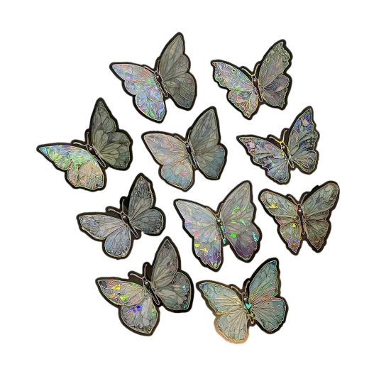 10 Unidades Pegatinas Holográficas de Mariposas Calcomanías de PET Impermeables para Portátiles Botellas de Agua Fundas de Teléfono Manualidades DIY Álbumes de Recortes Diarios Decoración Vintage Bohemia