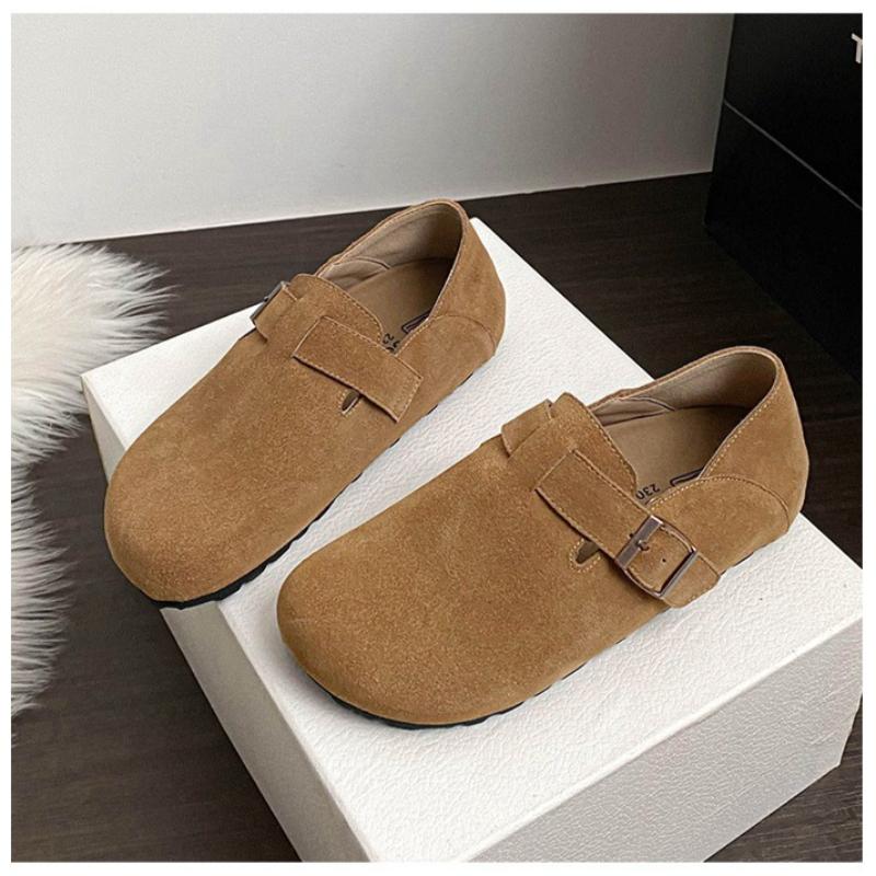 Women Genuine Suede Leather Flat Shoes Retro Designer Casual Birken Boat Shoes Fashion Slip-on Loafers