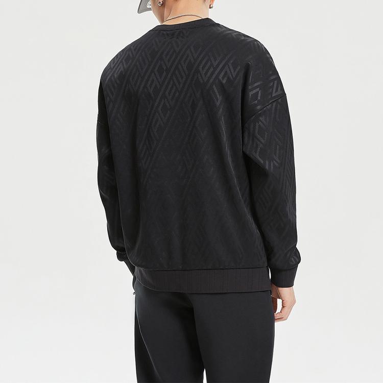 Li Ning Wade Series Loose Knit Sports Pullover Sweatshirt Men Sweatshirt Black AWDR069-1