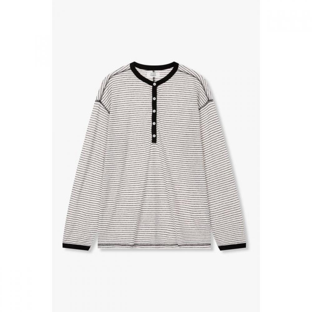 

STudio Tomboy Henry Neck STripe Long Sleeve T shirT 9106222221ar 01 (white)/One size
