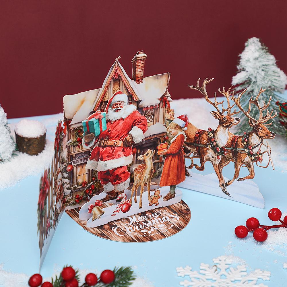 3D Pop-Up Card for Vintage Christmas