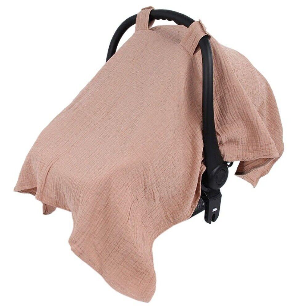 

New Gauze Stroller Cover Light Breathable Cotton Basket Cover Dust Proof Sunscreen Safety Seat Cover Newborn коричневый
