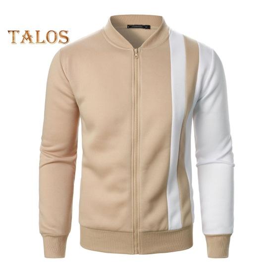 

Мужское осенне-зимнее пальто с воротником-стойкой, застежкой-молнией, цветной спортивной курткой с эластичными манжетами и подолом, облегающая верхняя одежда для фитнеса M хаки