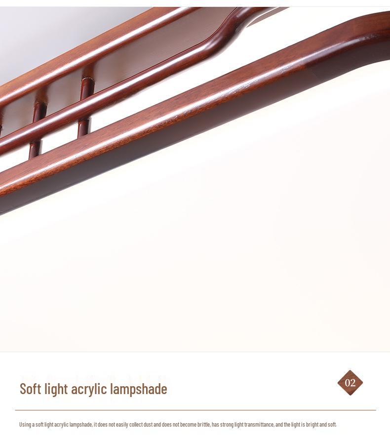 Ultra-Thin Antique Chinese Style Ceiling Light - Solid Wood Rectangular Fixture for Living Room, Restaurant, Bedroom