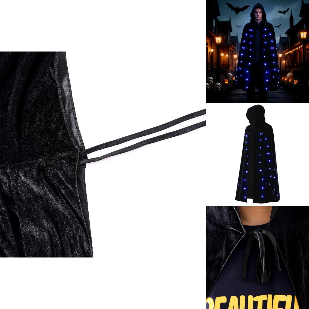 Adult Demon Cosplay Cloak With Led Light And Velvet Material For Halloween Costume Party