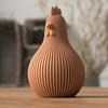 Yousheng 3D Printed Easter Ornament Vertical-striped Egg Chicken Figurine for Spring Home Shelf Mantle Tabletop Centerpiece