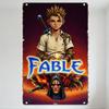 FABLE Vintage Metal Tin Sign Cartoon Game Poster Art with Spiky Hair Character & Fiery Claw Background Home Decor for Man Cave B