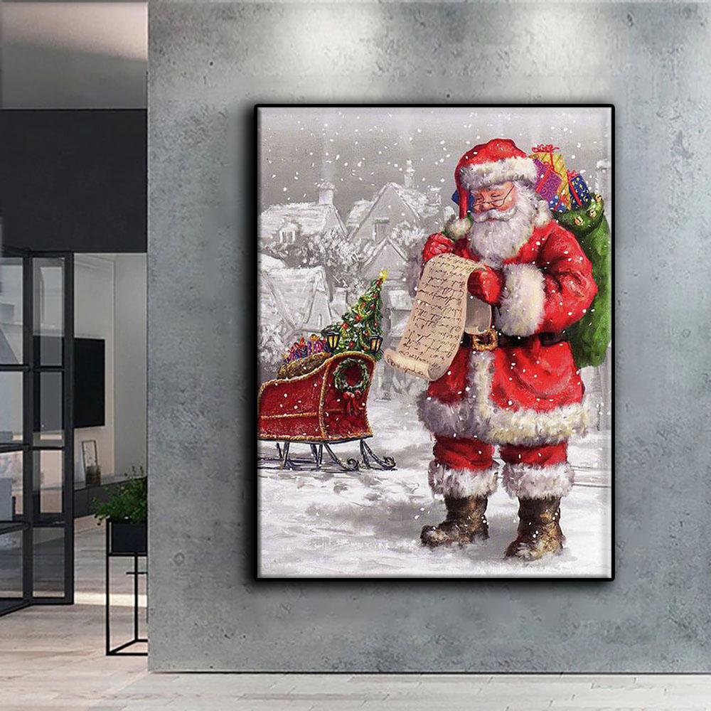 5D DIY Diamantbroderi Juletre Julenisse Snømann Diamantmaleri Mosaikk Hjemdekorasjon