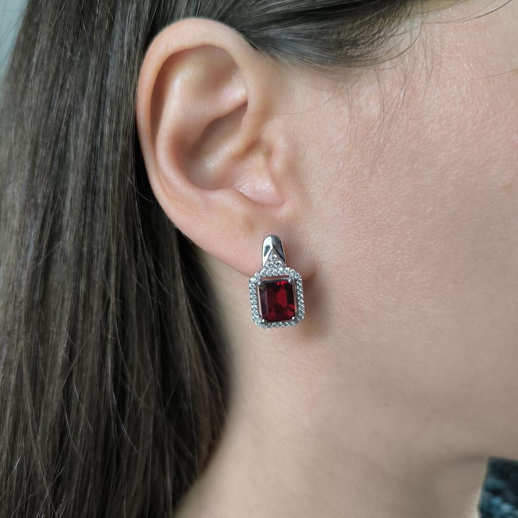 Boucles d'oreilles en argent avec grenat nano artificiel, oxydes de zirconium (60002310)