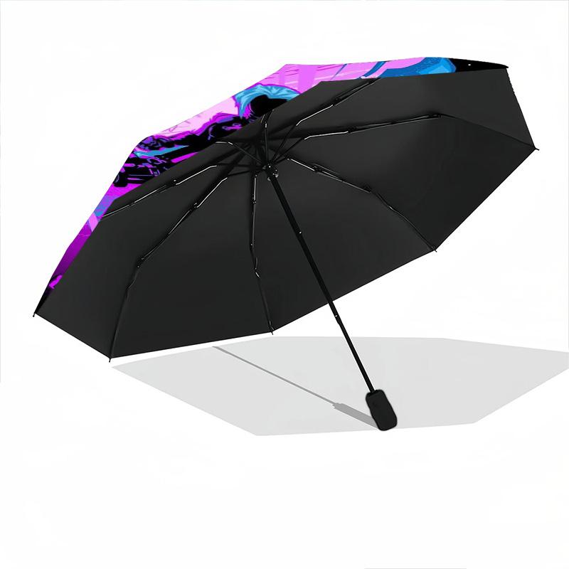 1 PC Automatic Folding Umbrella - Jinx Pattern Portable Foldable Design With 8 Ribs Christmas Birthday Gifts