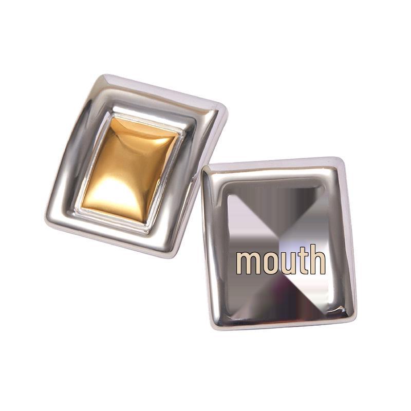 

2025 Stylish Stainless Steel Rectangular Color Block Earrings - Trendy Niche Design