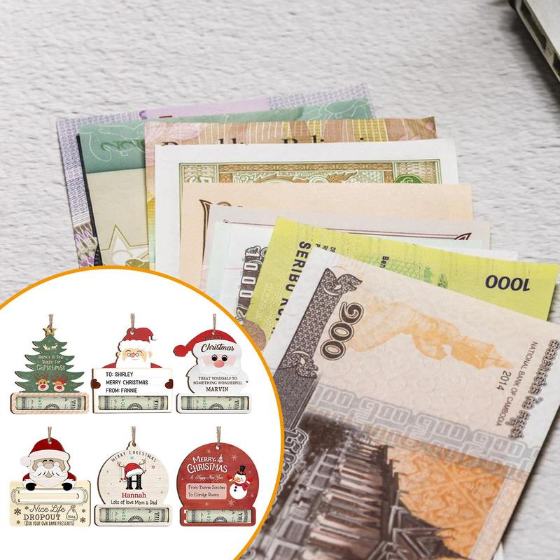 Christmas Money Holders For Cash Funny Money Holder Ornaments Money Card For Cash 6X Wooden Christmas Cards Money Holder For