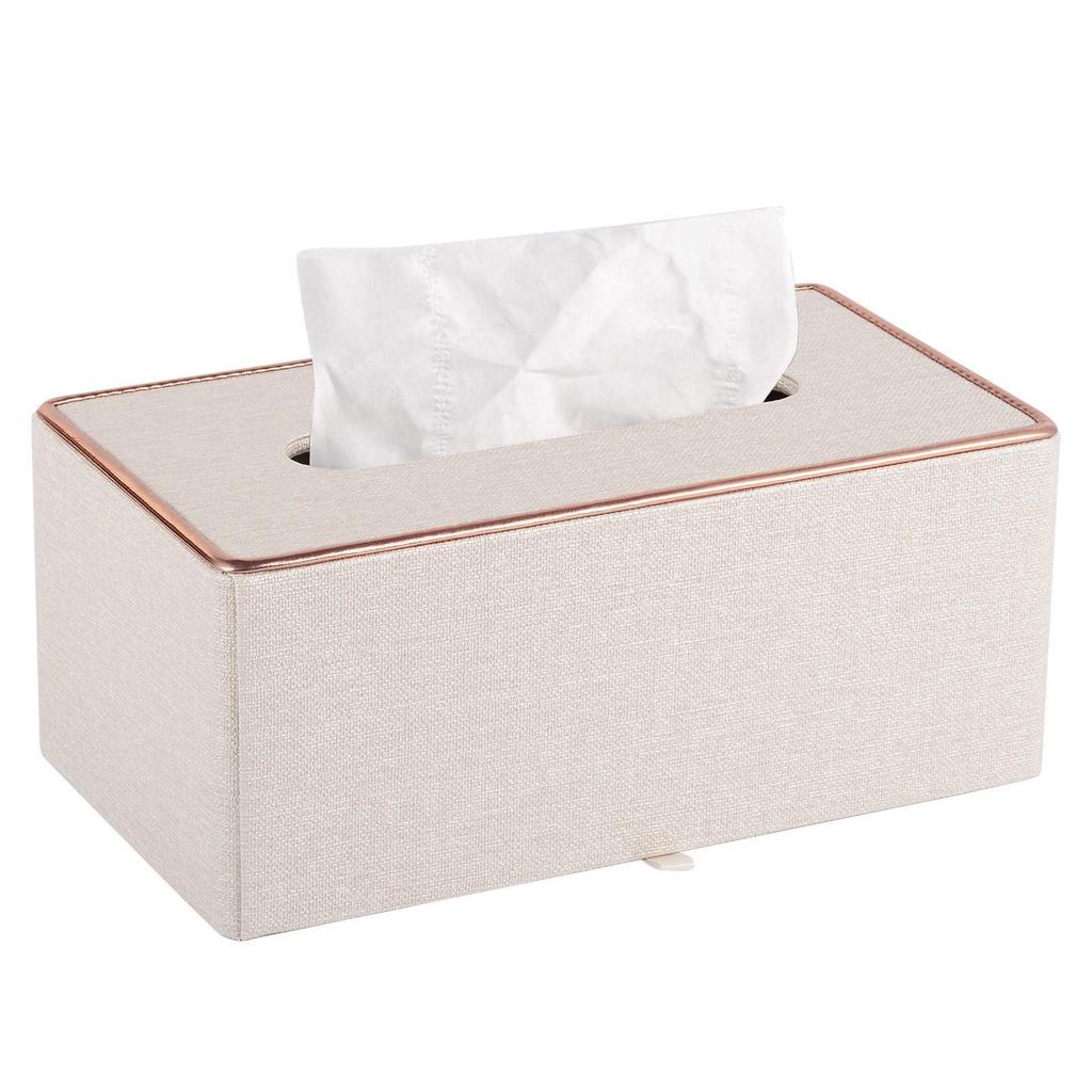 Eco-friendly Black Plaid Leather Tissue Box for Home and Hotel