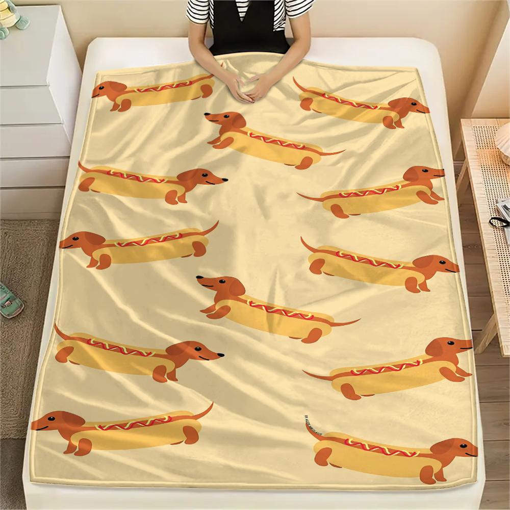 French Bulldog Sausage Dog Print Flannel Blanket,High Quality Comfortable for All Seasons,Home Decor,Warmth and Comfort,Perfect for Christmas Gifts