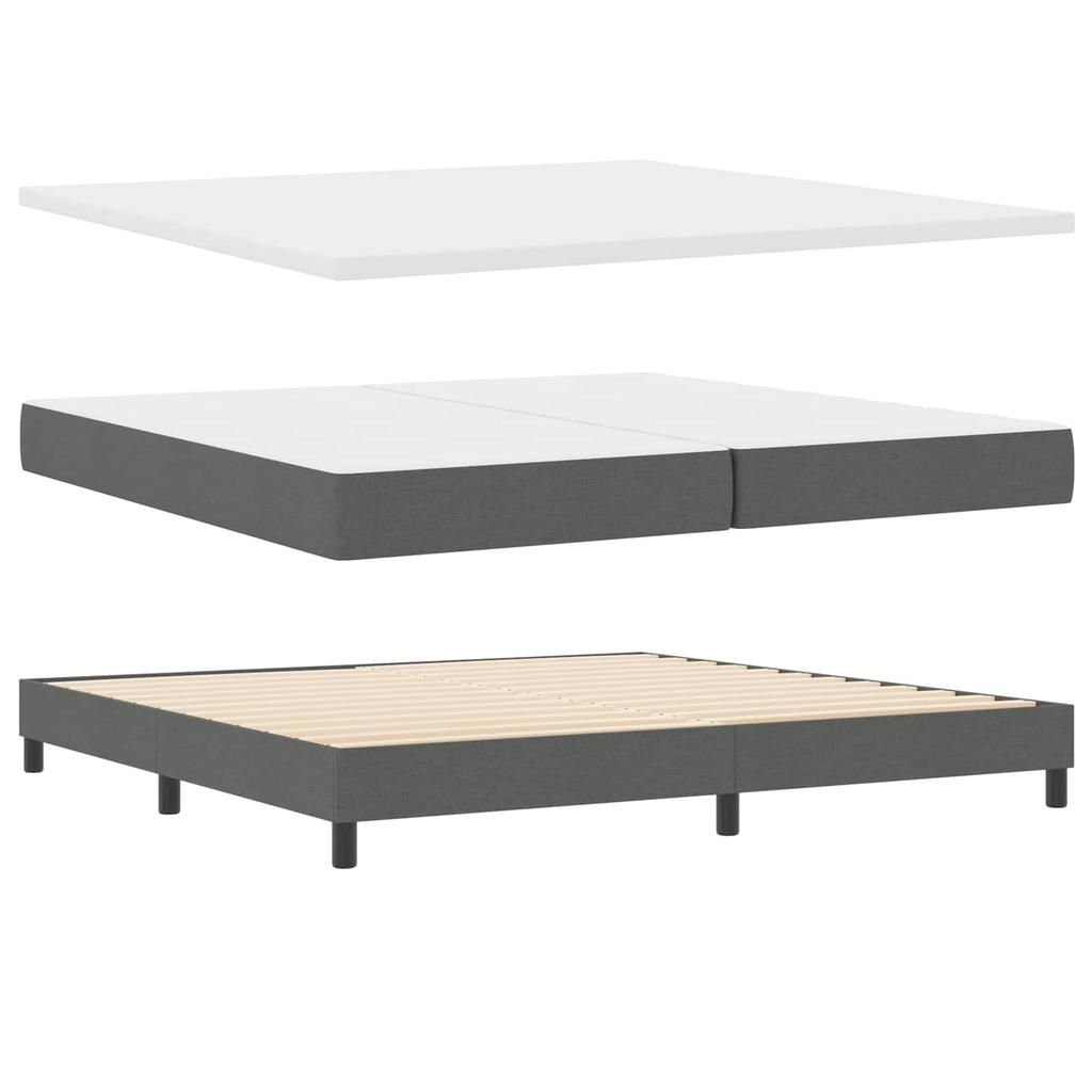 Boxspring Bed with Headboard Dark Gray 200 X 200 Cm Fabric