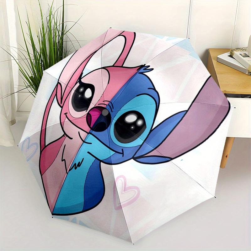 

Stitch,Love Automatic Folding Umbrella Simple 8 Rib Design, Bright Cartoon Pattern, Durable Iron Frame, Suitable For Travel, Outdoor, Beac