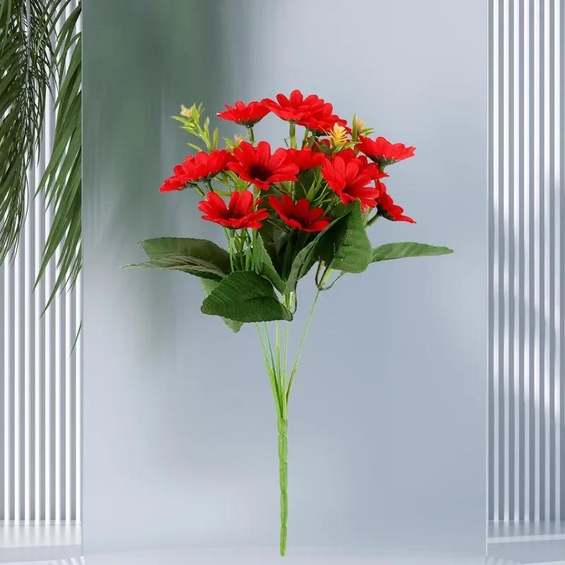 Artificial Daisies Real Touch Plastic Wildflowers Wedding Bridal Bouquet Tabletop Floral Arrangement Faux Daisy Home Decoration