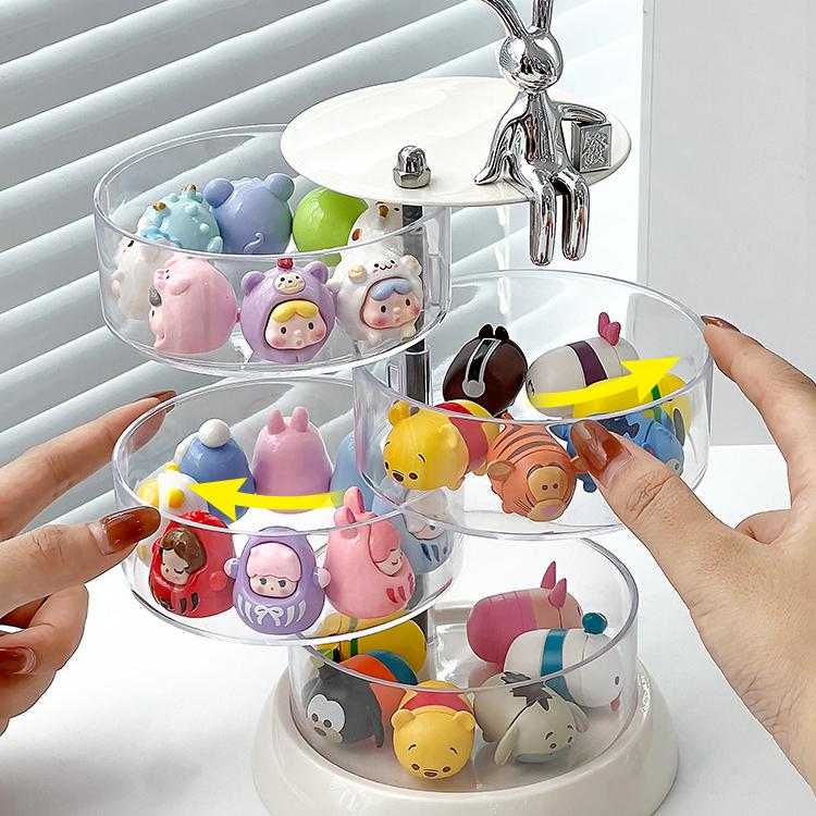Rotating Cute Granule Storage Box, Multi-layer Small Ornament Display Rack, Cartoon Storage Parts Box
