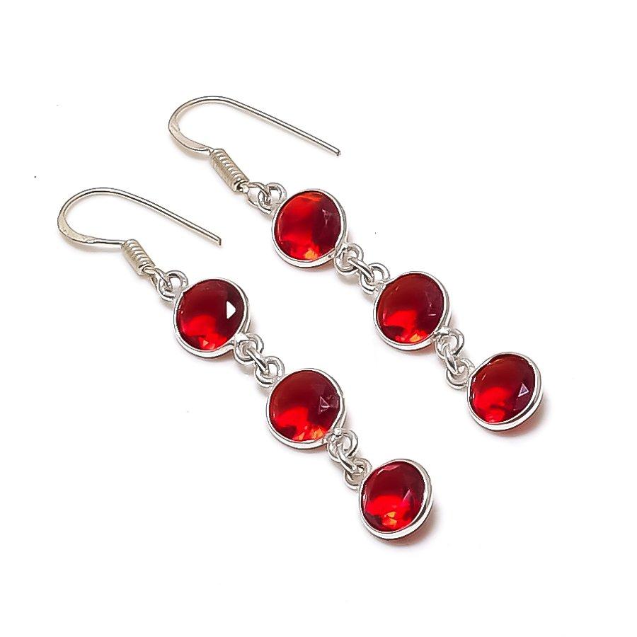 Natural Mozambique Garnet 925 Sterling Silver Jewelry Earring 2.21 AE-11900