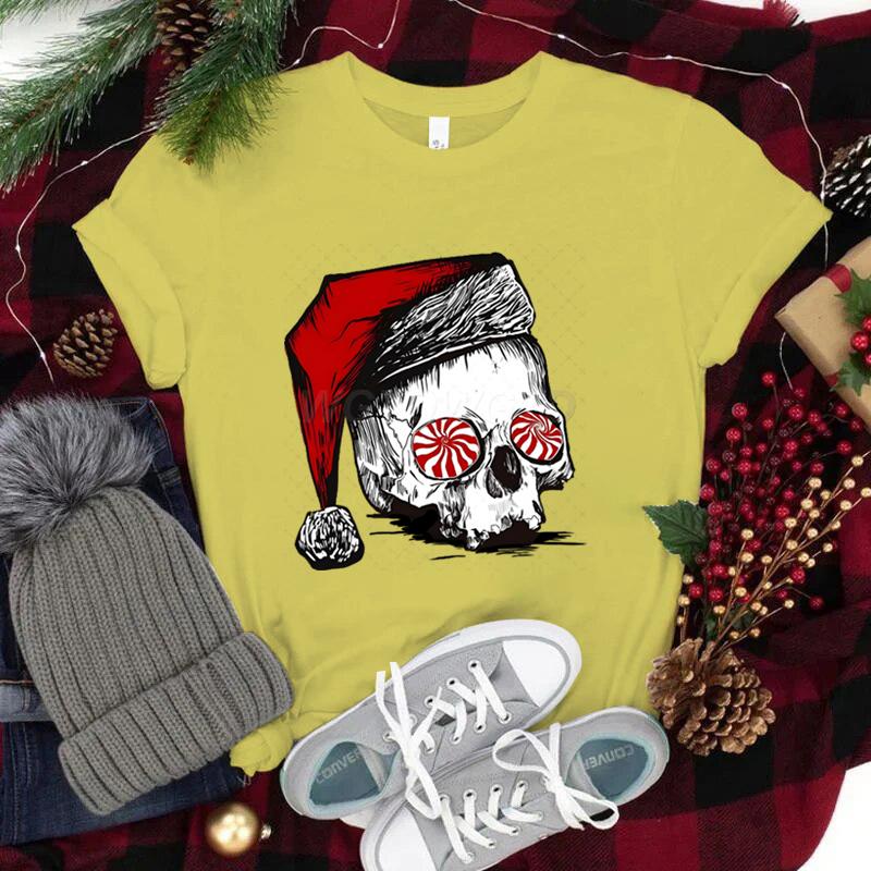 Streetwear Skeleton Christmas T Shirt Santa Skull Harajuku Fashion Shirts FeUnisexUnisex Merry Christmas Vintage T Shirts for Unisex