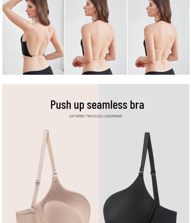 European & American Sexy Seamless Backless Bra Set: Small Chest, Supportive, Anti-Sagging, Beautiful Back Design