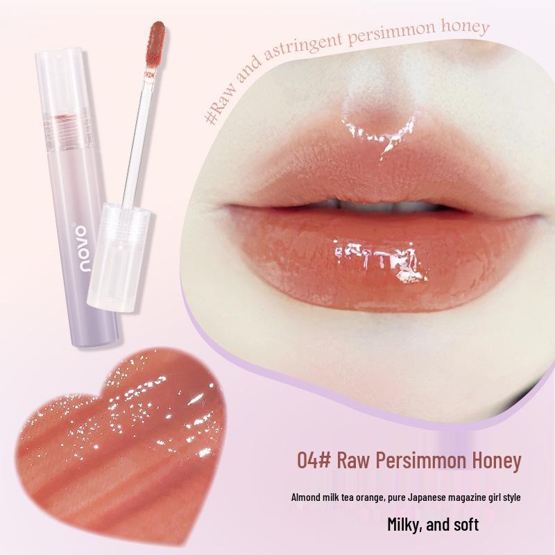 

NOVO Iridescent Crystal Lip Glaze: Waterproof, Non-Stick, Long-Lasting, Natural Brightening, Low-Saturation Lipstick.