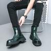 Neue Chelsea Boots für Herren Grün Schwarz Lackleder Runde Zehen Slip-On Schuhe für Männer mit Größe 38-44 Stiefeletten