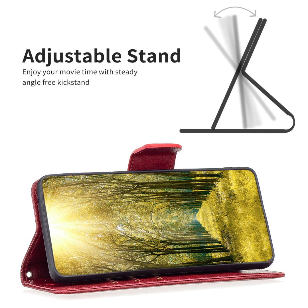

For Nokia C22 Solid Color Wallet Shockproof Cover Textured PU Leather Stand Phone Case Red