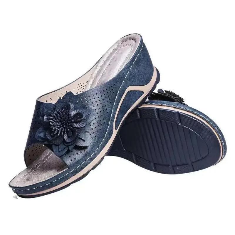 Fashion New Women's Slippers Casual Flower Hollow Wedge Beach Shoes Outdoor Fashion Platform Comfortable Non-slip Sandals