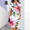 Rochie Midi Elegantă de Damă cu Mânecă Scurtă, Modă, Imprimeu 3D, Mărimi Mari, Îmbrăcăminte de Plajă