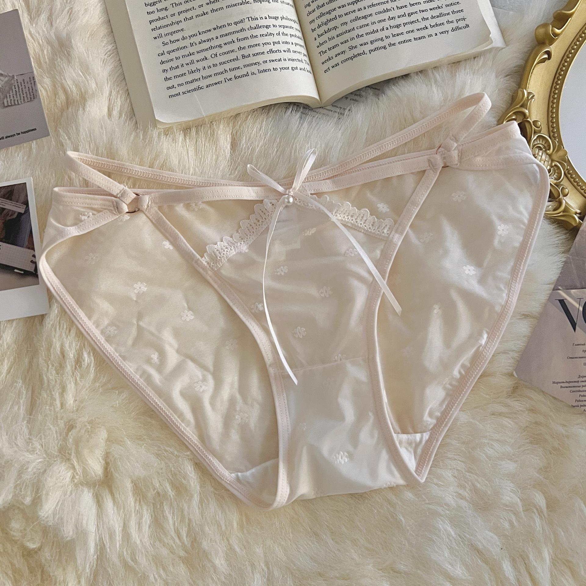 

INS Pure Desire Сексуальные сетчатые трусики с вышивкой на тонких бретельках - Легкие и дышащие летние трусы-треугольники для женщин M (80-100 jin)