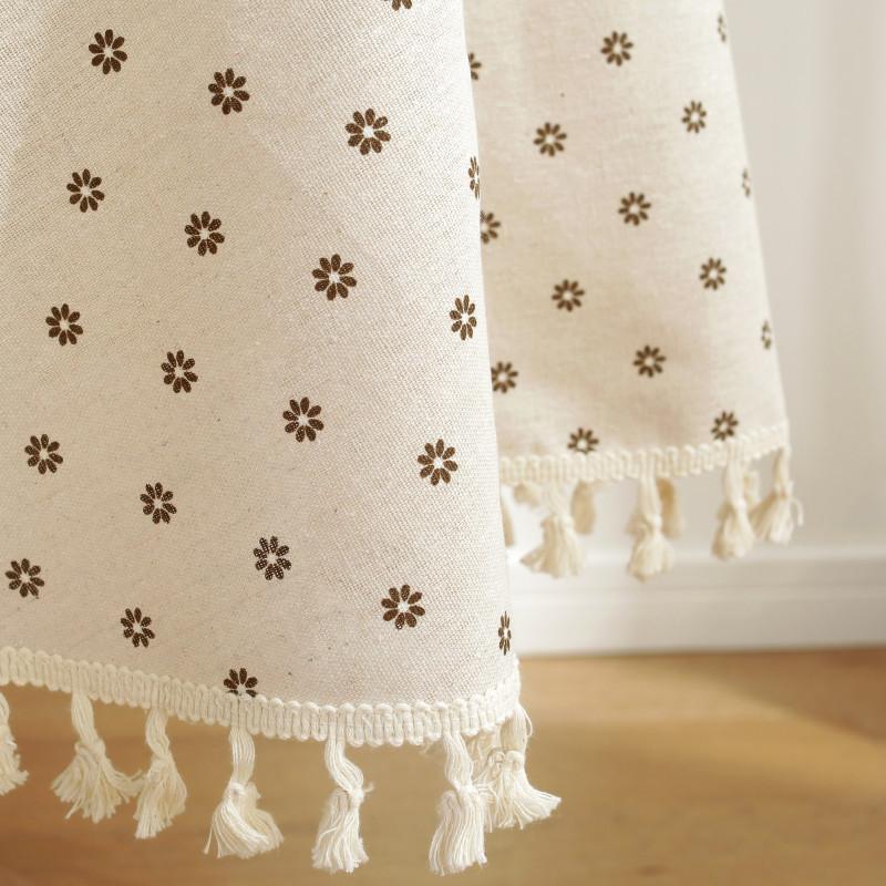 Runde Tischdecke aus Baumwollleinen mit Pfingstrosen-Print und Quaste, florale Tischdecke für die Dekoration von Hochzeitsfeiern und Esstischen