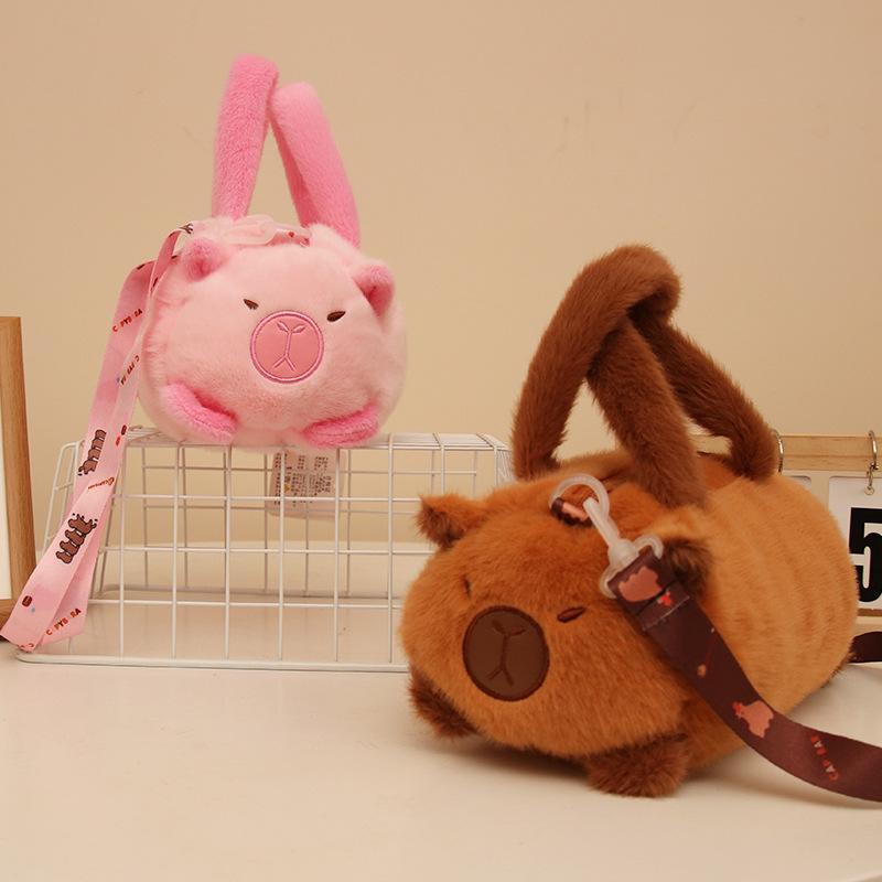 Plush Capybara Panda Claw Machine Crossbody Bag with Large Capacity