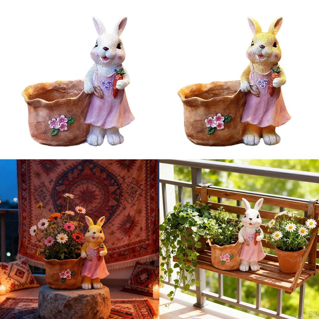 Bunny Planter Pot Flowerpot Cute Home Decoration Craft Multipurpose Flower Resin for