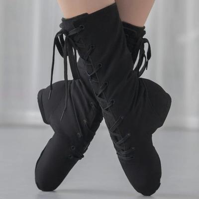 Fashion Women Canvas Jazz Boots 31-44 Dance Shoes Stage Performance Shoes Soft Leather Sole Modern Jazz Show Ballroom Ballet Shoes