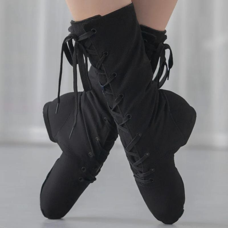 Mode Damen Canvas Jazzstiefel 31-44 Tanzschuhe Bühnenauftrittschuhe Weiche Ledersohle Modern Jazz Show Ballroom Ballettschuhe