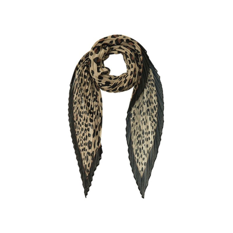 

MONPLISSE [Women s] Leopard Print Powder Chiffon Pleated Scarf (Brown) Brown_Free