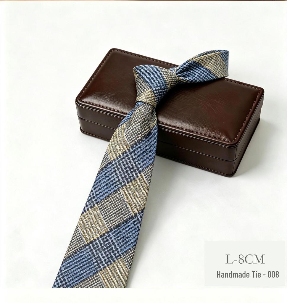 Retro Gray Plaid 8cm Tie: Versatile Coffee Workwear for Men's Business Style