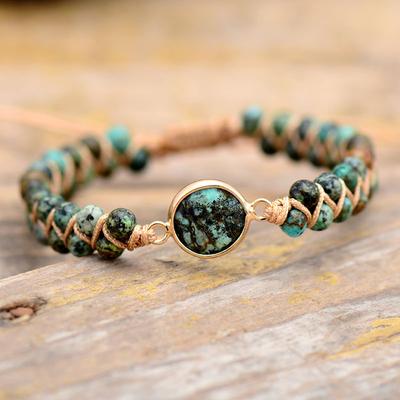 Beliebtes afrikanisches Kiefern-Doppellagen-Handweb-Freundschaftsarmband, verstellbares Armband Großhandel.