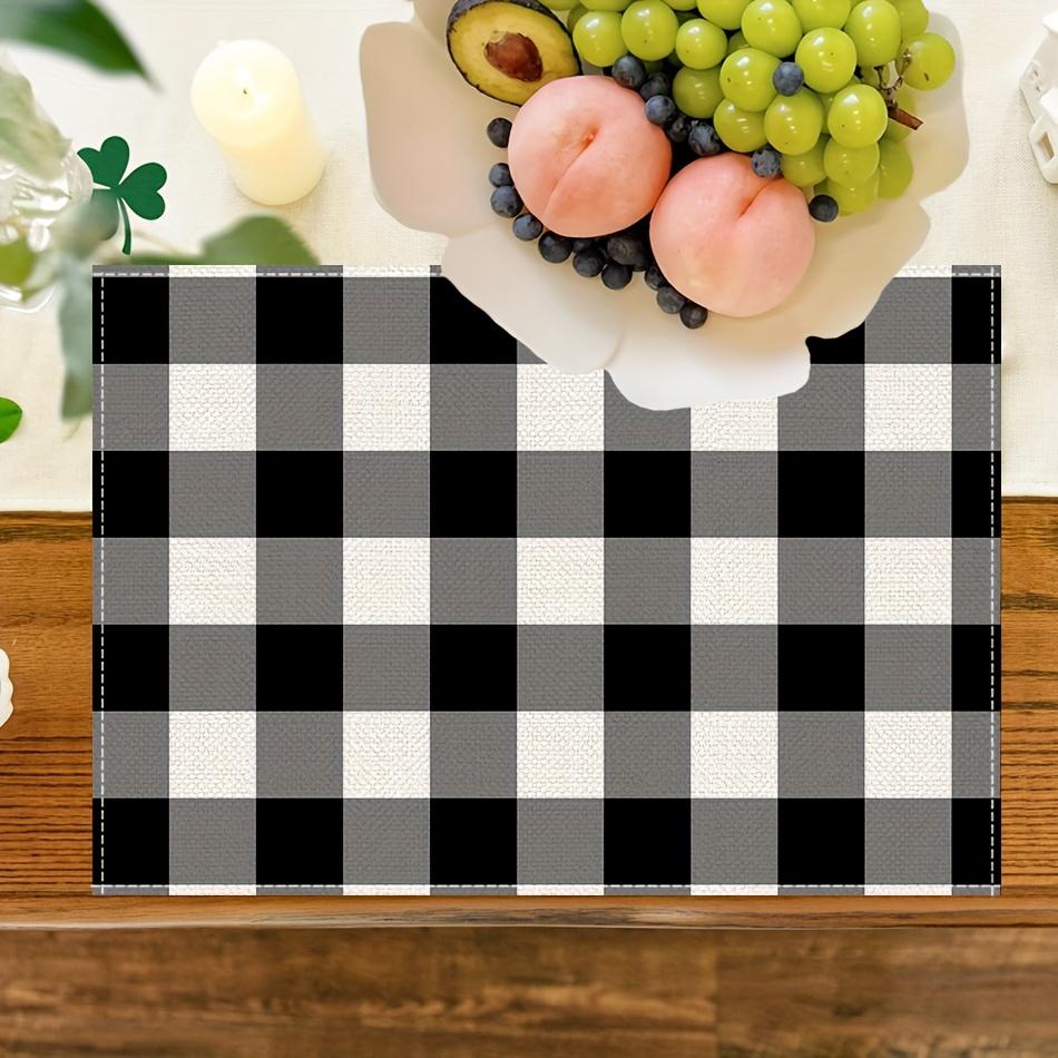 4pcs Black and White Checkered Placemats, 11.81x17.72- Durable, Rectangular Table Mats for Dining, Kitchen, and Party Decor