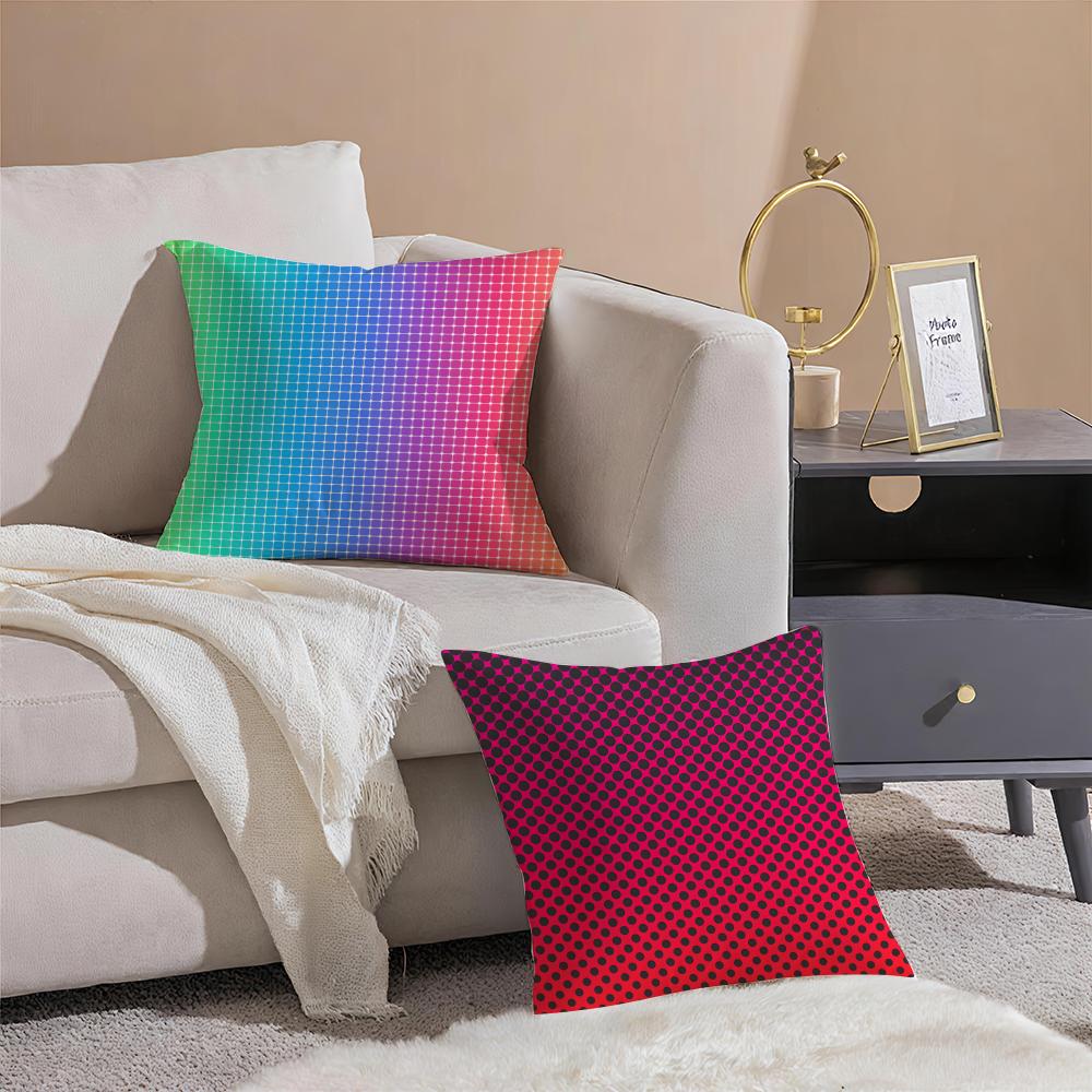 Rainbow Gradient Polka Dots Pop Art Cushion Cover Linen Pillowcase Cover Soft Decor For Sofa Home Room