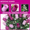Lodou Artificial Cemetery Flowers,Outdoor Grave Decorations Roses,Arrangements Bouquet with Cemetery Vase, Silk Flowers for Long-Lasting Remembrance