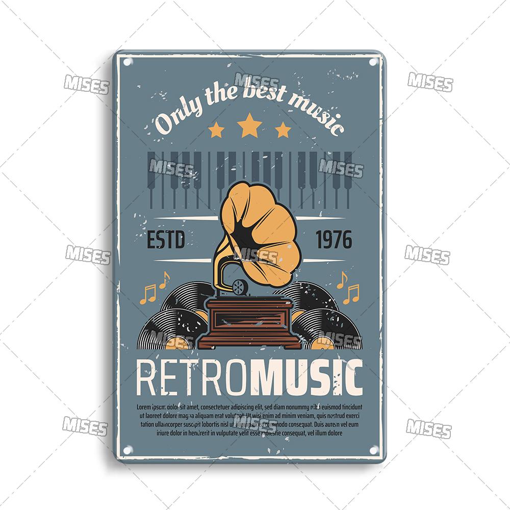 DORA Tin Sign MISES Music Metal Plate Rock Metal Plaque Vintage Metal Poster Bar Club Home Decorative Plate Musical Instrument Metal Sign